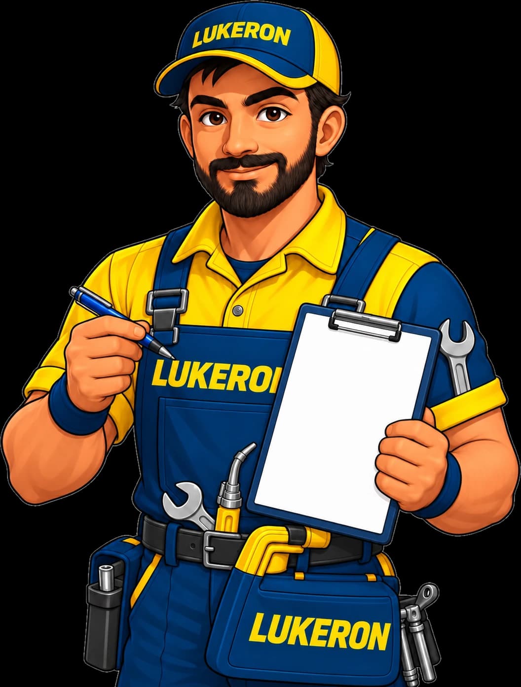 Lukeron mascot with a clipboard ready to take your private label brief
