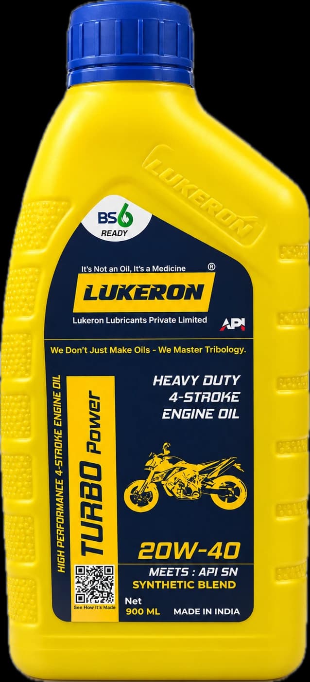 Lukeron Turbo Power 20W-40 (SPL 4-Stroke) API SN synthetic blend 4-stroke engine oil, 900 ml bottle